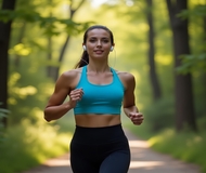 Woman jogging on forest trail in morning light – FitCareTips
