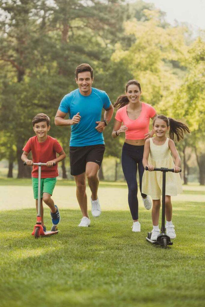Happy family enjoying outdoor wellness and healthy lifestyle – FitCareTips
