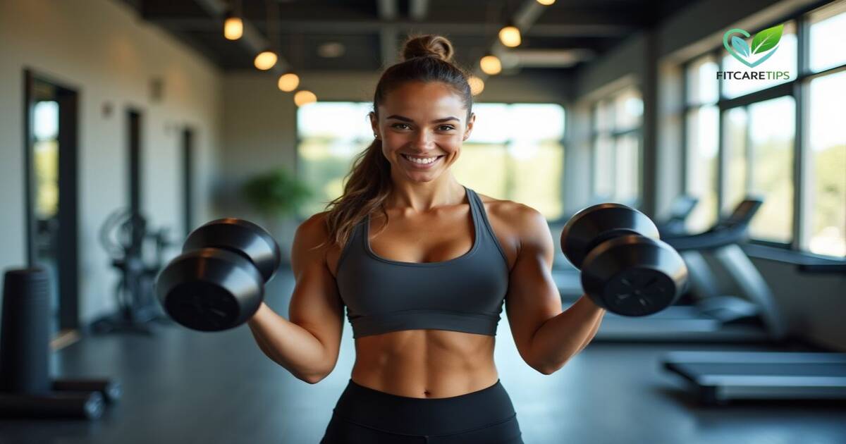 Women’s Fitness shows a confident woman lifting a barbell in a modern gym, staying strong and empowered – FitCareTips